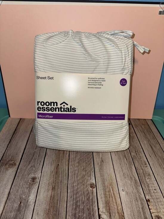 Room Essentials Other - Room Essentials Microfiber Sheet Set Twin/Twin XL Gray Stripe 3pc